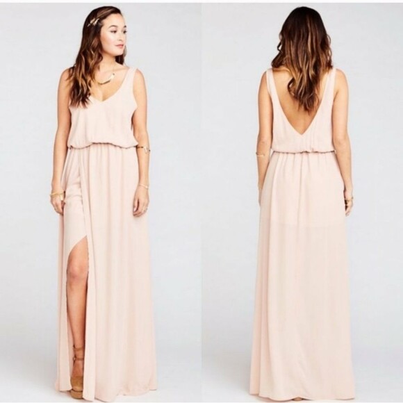 Show Me Your Mumu Kendall Maxi Dress Bridesmaid Bridal Dusty Blush Crisp - Picture 1 of 7